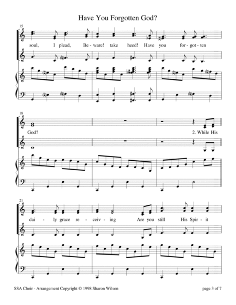Have You Forgotten God? (for SSA or 3-Part Choir with Piano Accompaniment) SSA scores gallery preview page 6