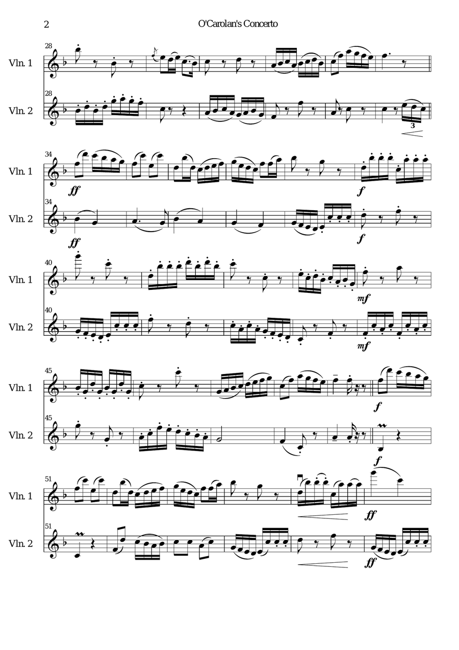 O'Carolan's Concerto for 2 violins Violin Solo scores gallery preview page 2