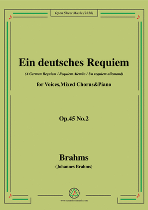 Book cover for Brahms-Ein deutsches Requiem(A German Requiem),Op.45 No.2,for Voices,Mixed Chorus&Piano