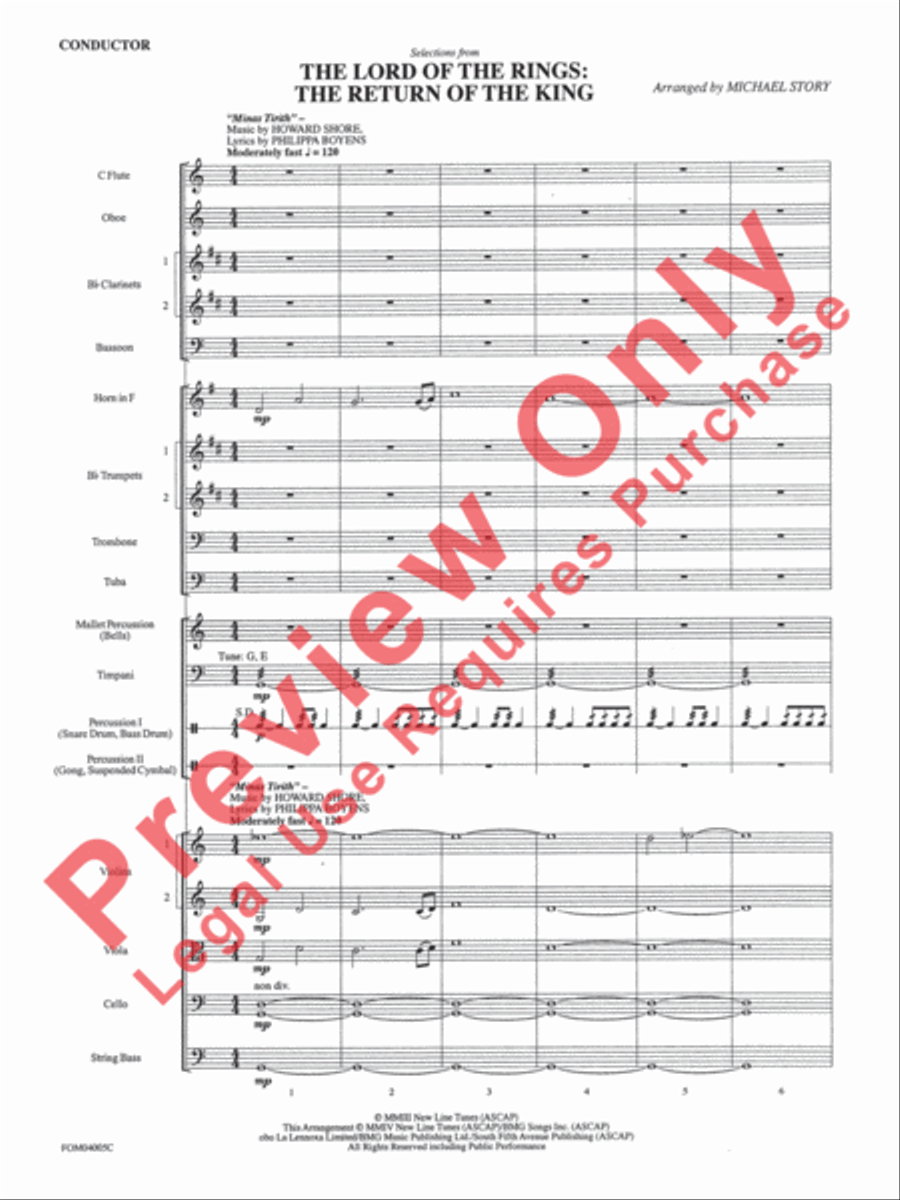 Lord of the Rings - The Return of the King (Conductor's Score) Full Orchestra scores gallery preview page 3