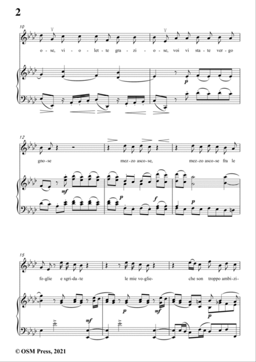 Scarlatti-Le Violette in A flat Major,from Pirro e Demetrio,for Voice&Piano Voice scores gallery preview page 4