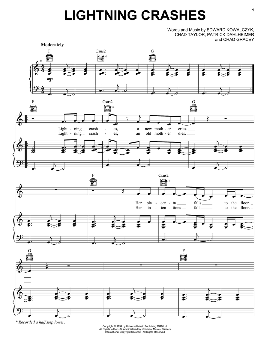 Lightning Crashes Acoustic Guitar scores gallery preview page 1