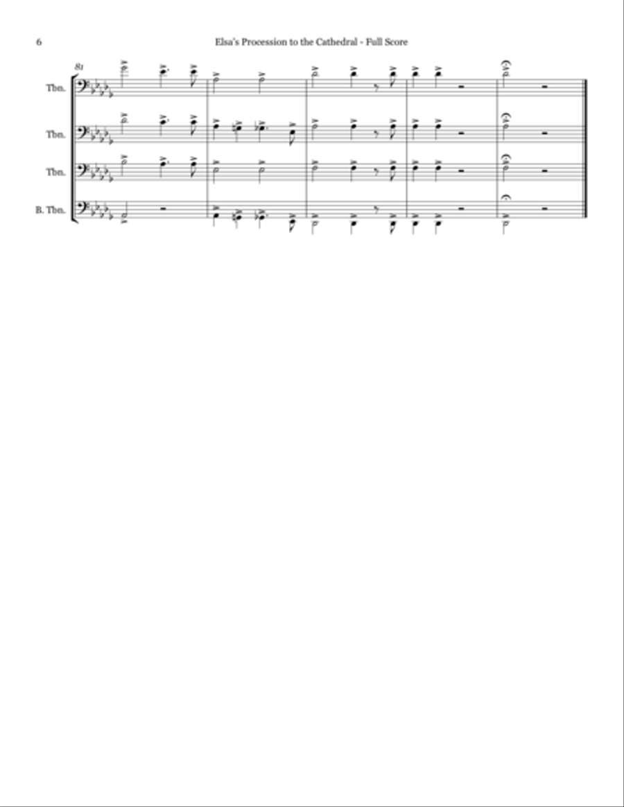 Elsa's Procession to the Cathedral - Trombone Quartet Trombone Quartet scores gallery preview page 6