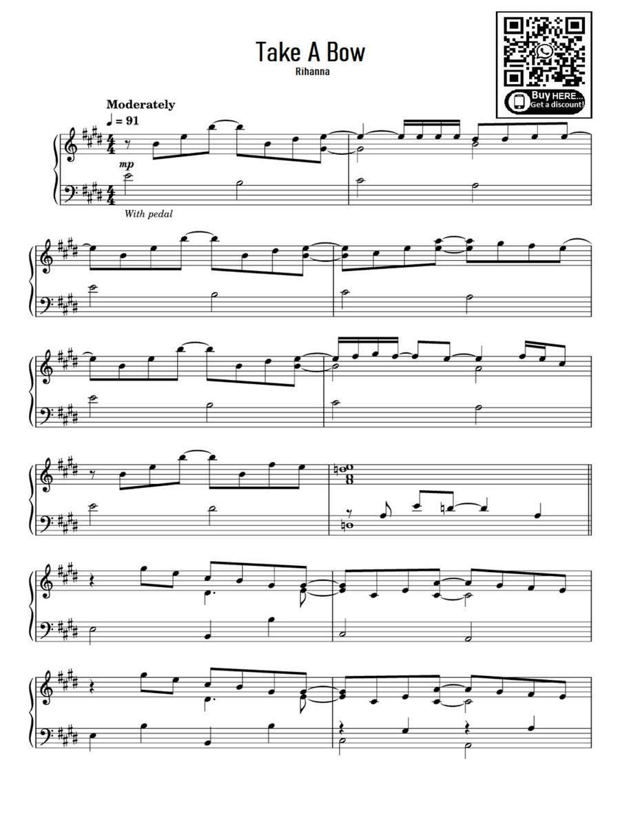 Take A Bow Easy Piano scores gallery preview page 1