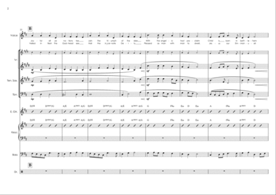 Hark The Herald Angels Sing (3 horns, rhythm section, optional vocal) Jazz Ensemble scores gallery preview page 2