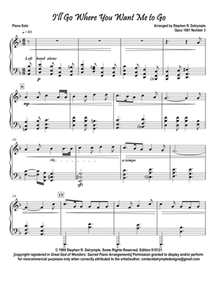 I'll Go Where You Want Me to Go - piano solo arrangement by Stephen R Dalrymple