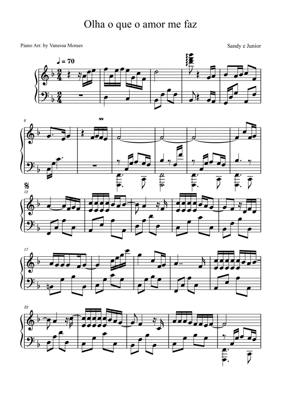 Olha O Que O Amor Me Faz- Incidental: All By Myself Piano Solo scores gallery preview page 1