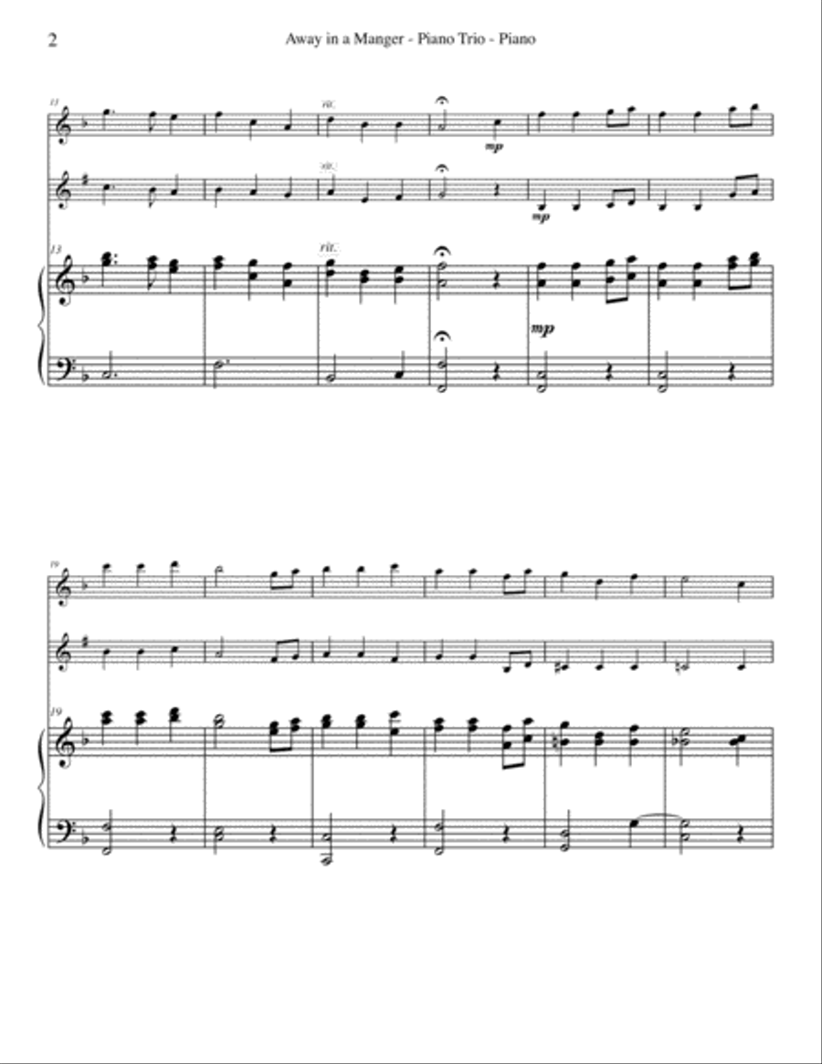 Away in a Manger for Flute, Clarinet & Piano Woodwind Duet scores gallery preview page 2