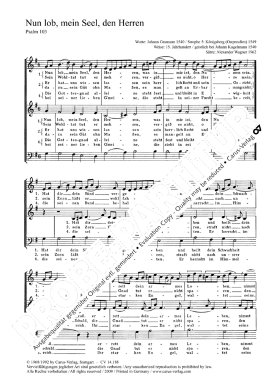 My soul, now bless thy Maker (Nun lob, mein Seel, den Herren) 3-Part scores gallery preview page 5
