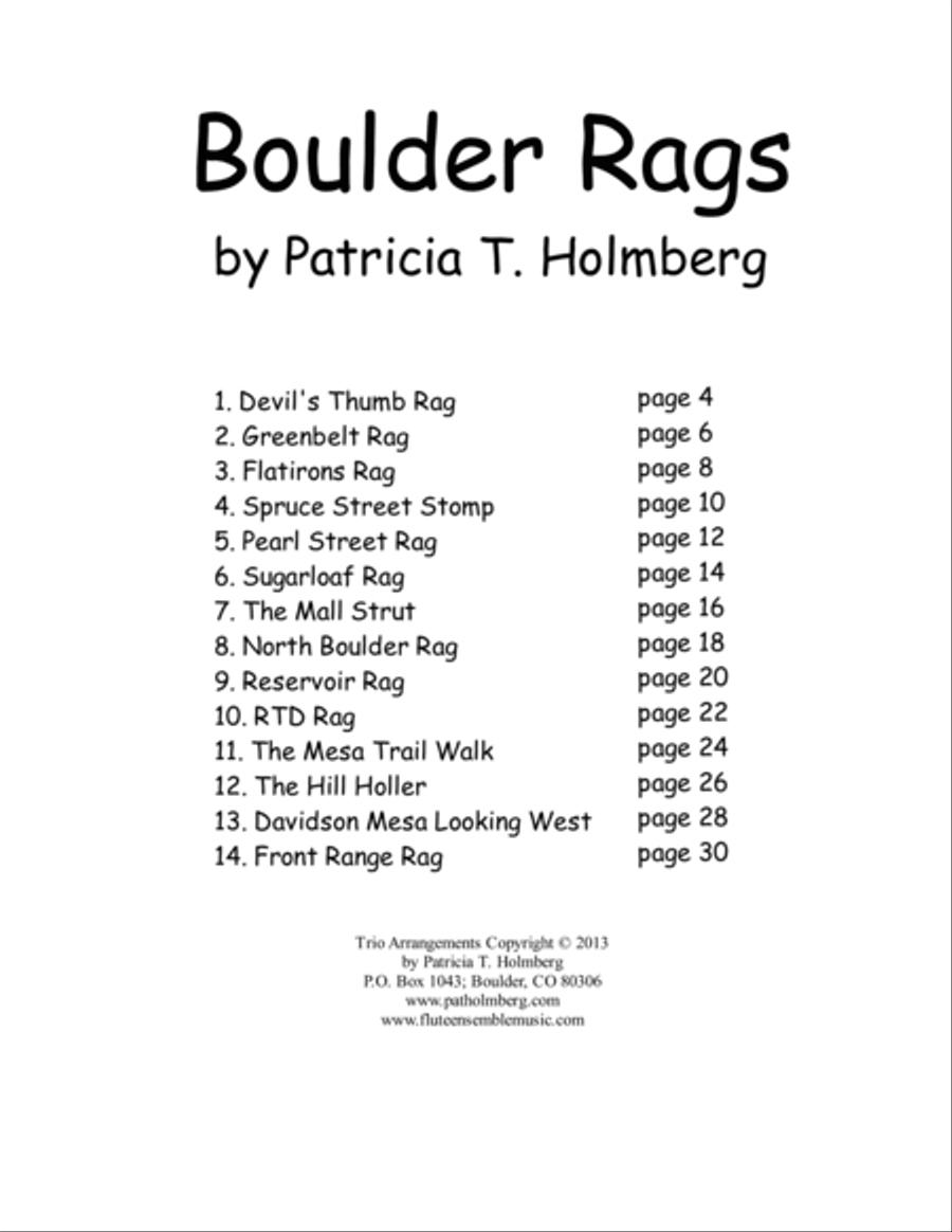 Boulder Rags, Arr. for Flute, Clarinet and Bassoon CLARINET PART