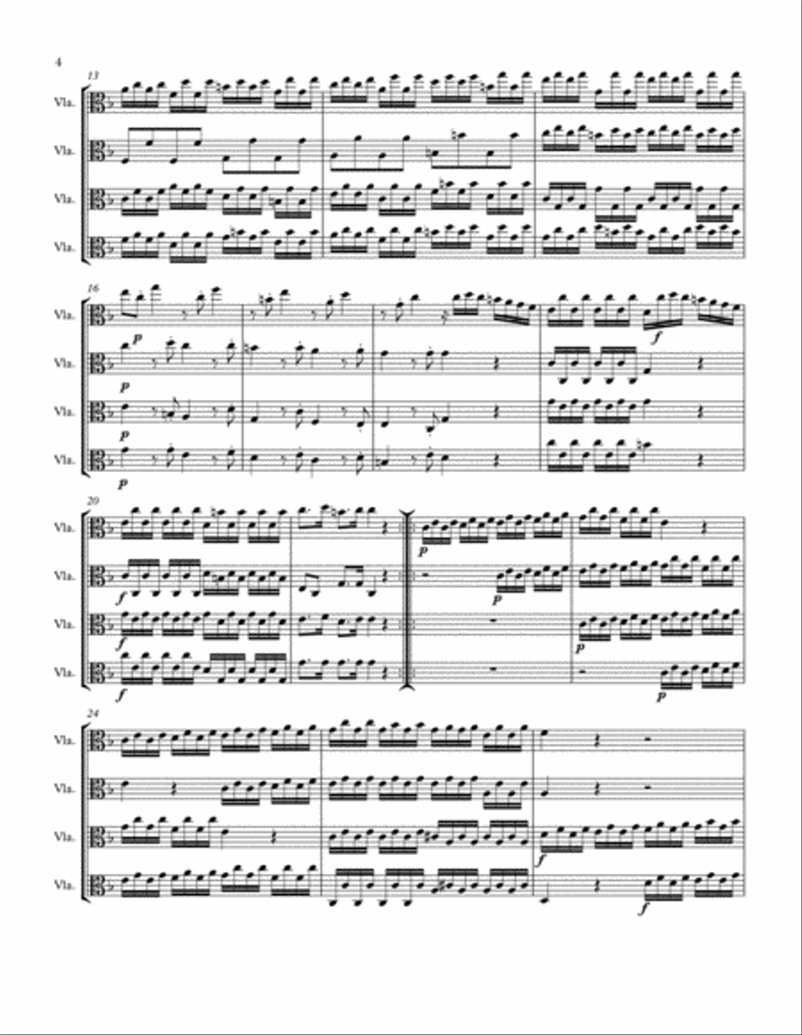 Concerto No. 3 in F Major for Four Violas Unaccompanied, TWV40:203 String Quartet scores gallery preview page 4