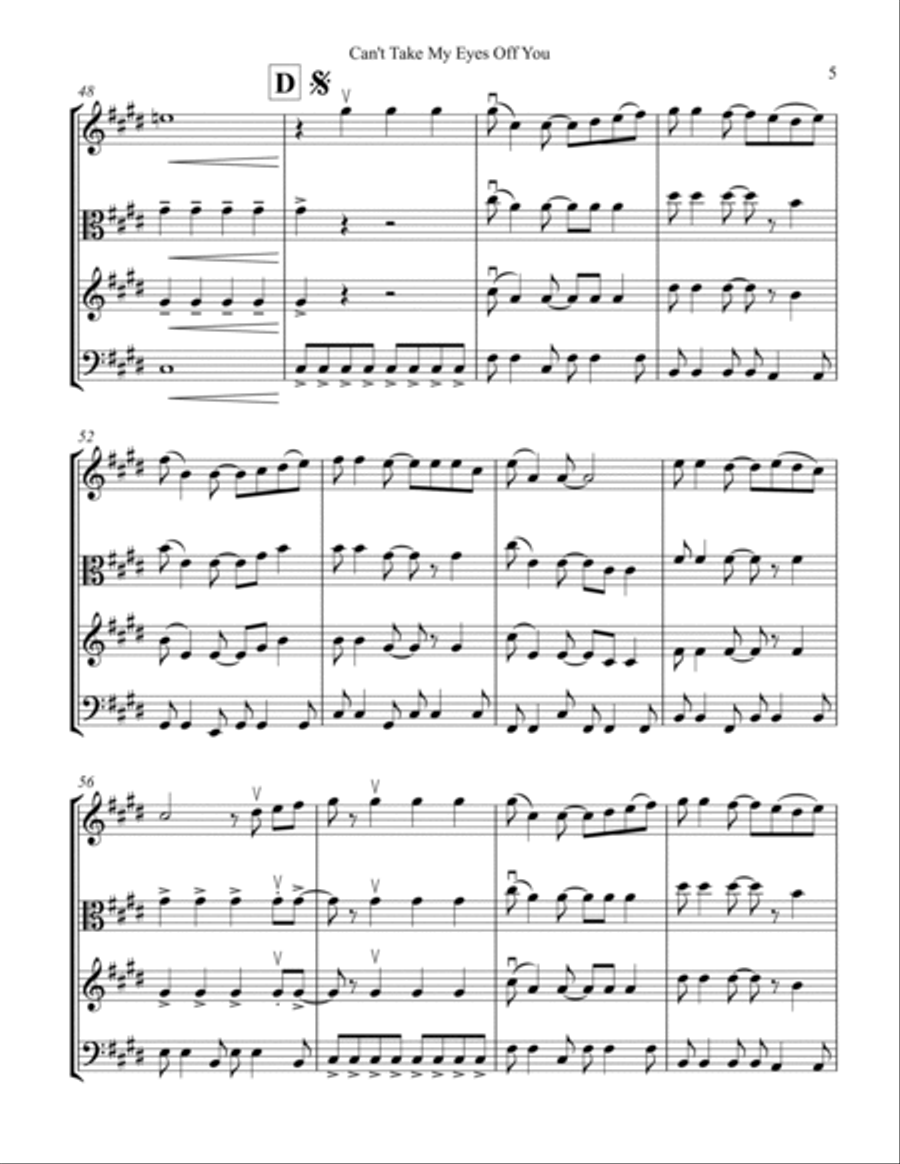 Can't Take My Eyes Off Of You String Trio scores gallery preview page 5