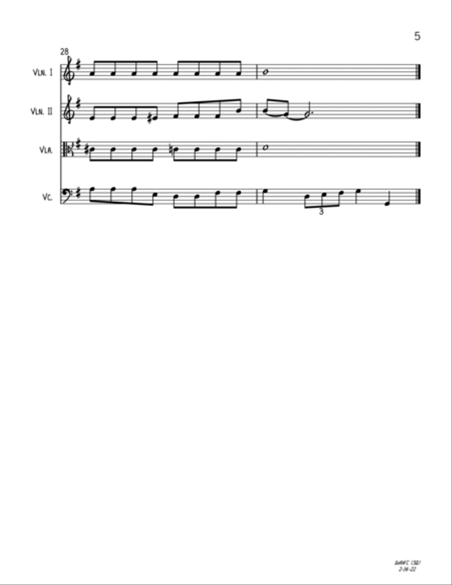 I Want A Hippopotamus For Christmas (Hippo The Hero) String Quartet scores gallery preview page 5
