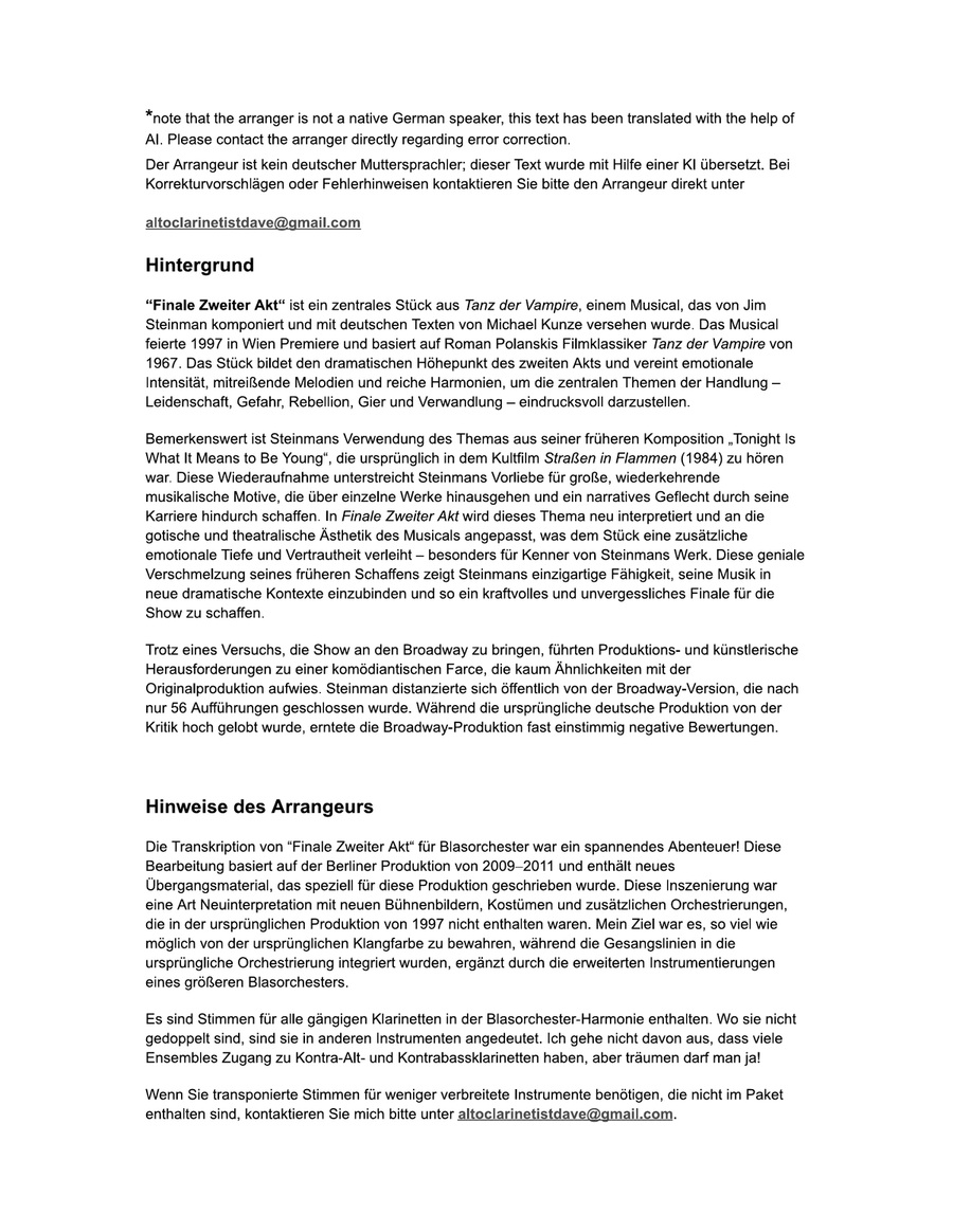 Der Tanz Der Vampire - Finale Zweiter Akt Concert Band scores gallery preview page 5