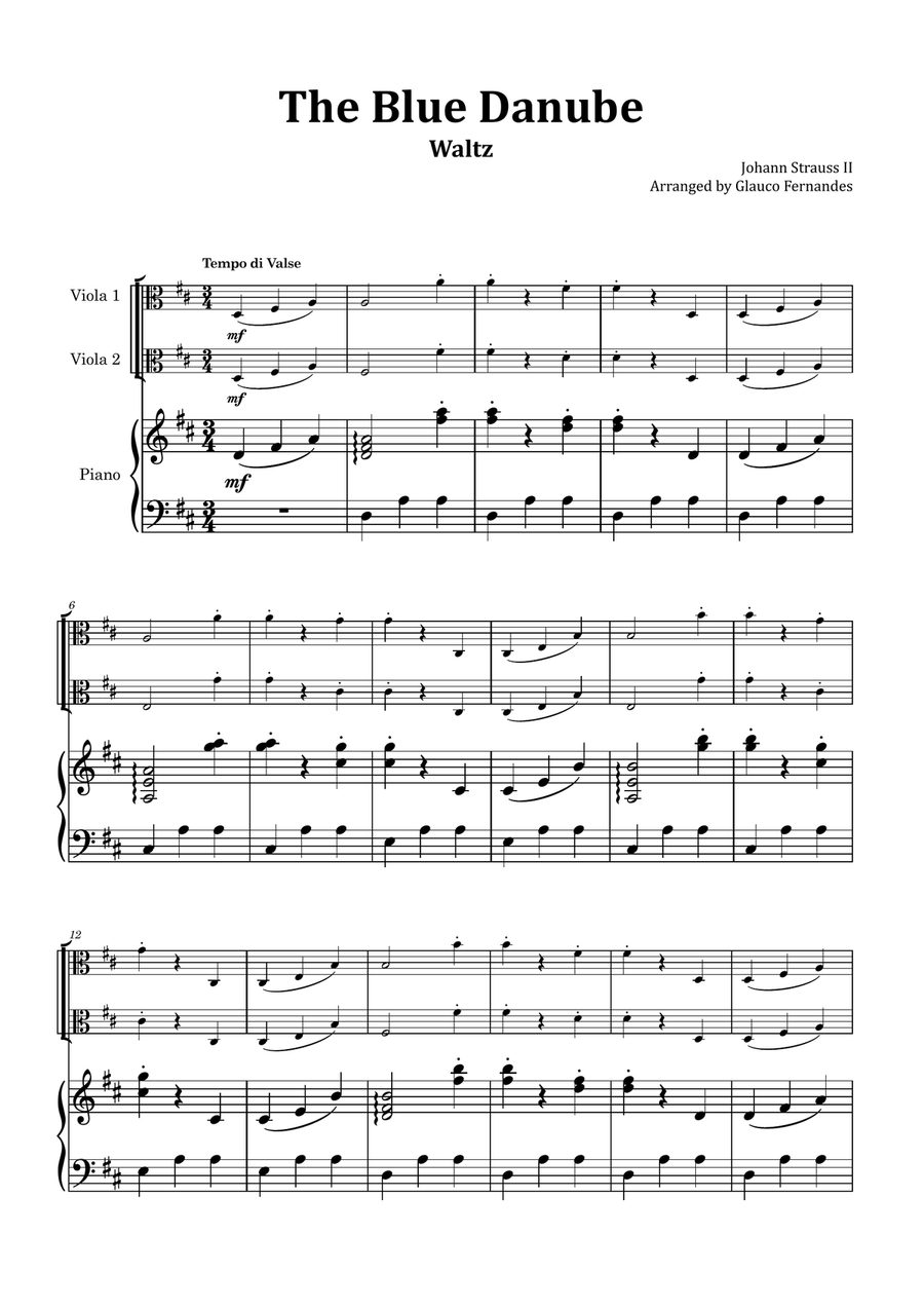 Book cover for The Blue Danube - Viola Duet with Piano