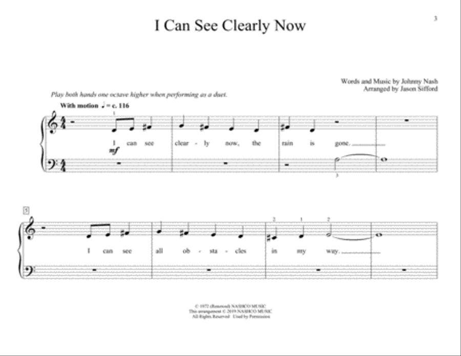 I Can See Clearly Now (arr. Jason Sifford) Piano scores gallery preview page 1