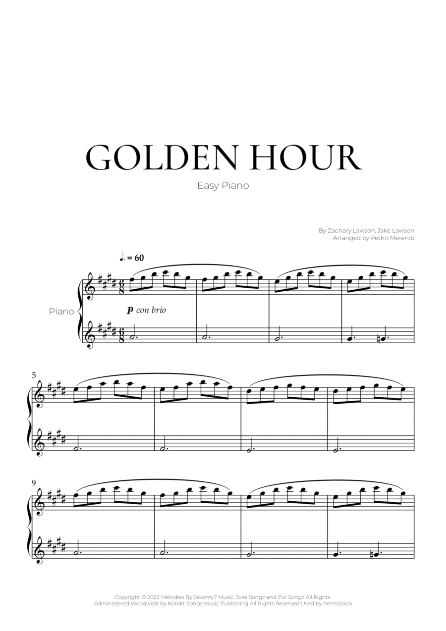 Golden Hour Golden Hour Easy Piano scores gallery preview page 1