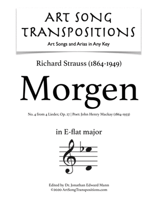 Book cover for STRAUSS: Morgen, Op. 27 no. 4 (transposed to E-flat major)