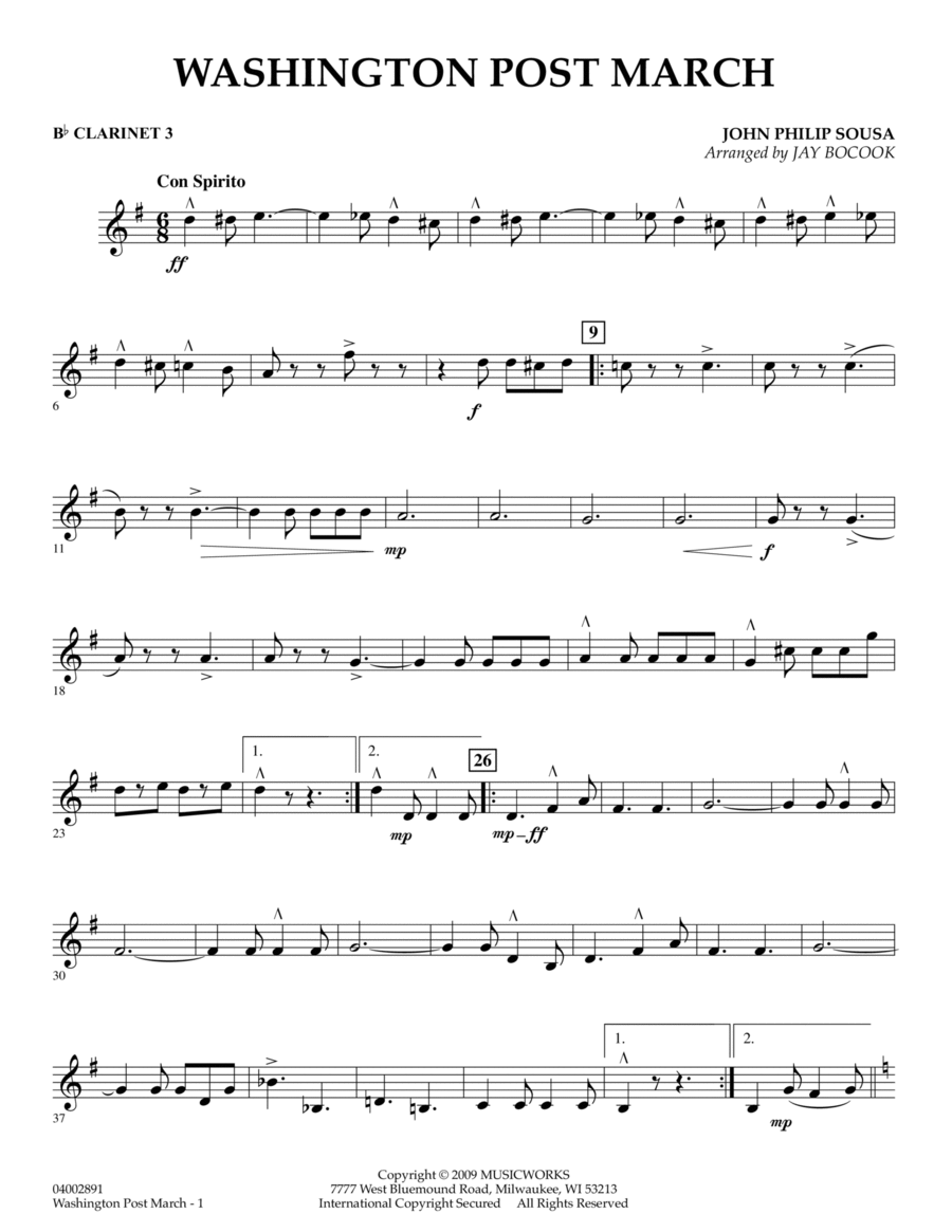 Washington Post March - Bb clarinet 3