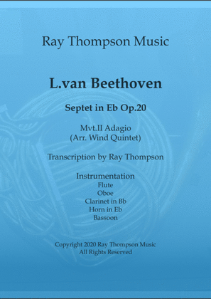Book cover for Beethoven: Septet in Eb major Op.20 Mvt.II Adagio - wind quintet
