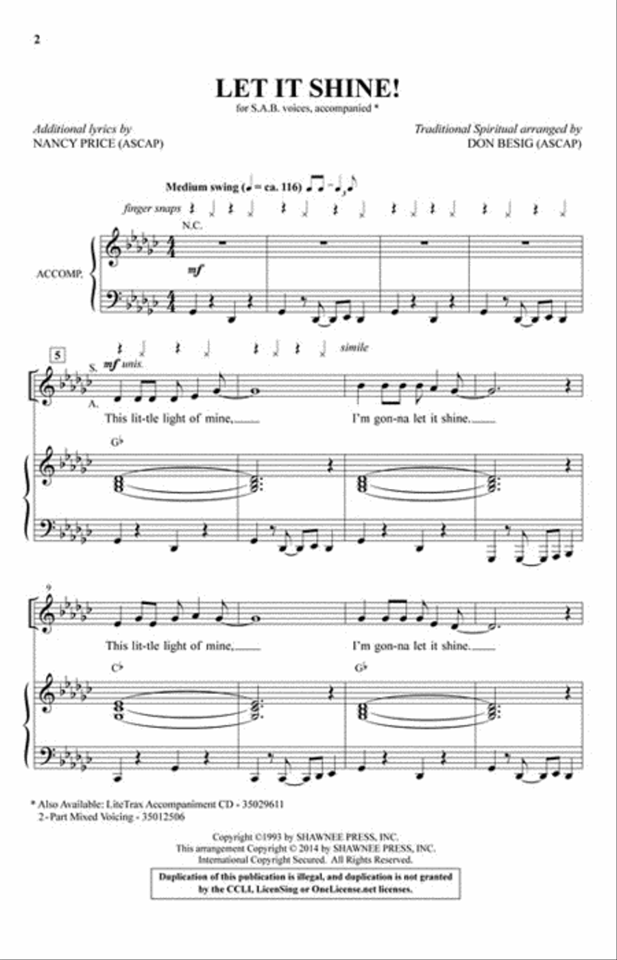 Let It Shine! 3-Part scores gallery preview page 2