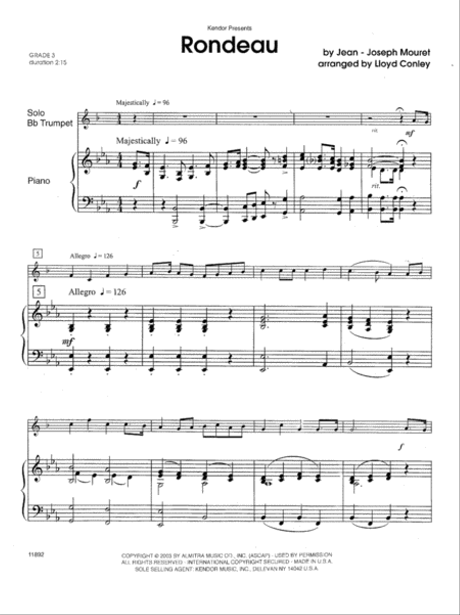 Rondeau B-Flat Trumpet scores gallery preview page 2