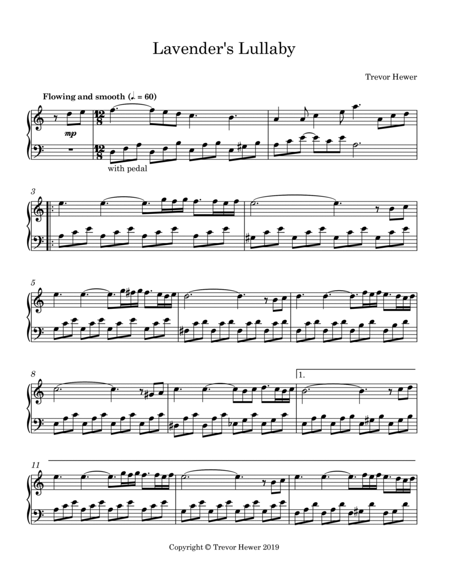 Lavender’s Lullaby Piano Solo scores gallery preview page 1