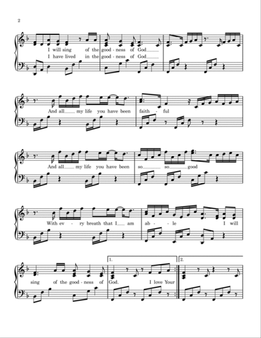 Goodness Of God Goodness Of God Piano Solo scores gallery preview page 2