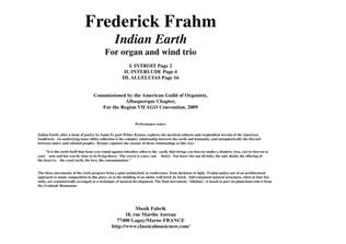 Frederick Frahm: Indian Earth for oboe (flute), Bb clarinet, bassoon and organ