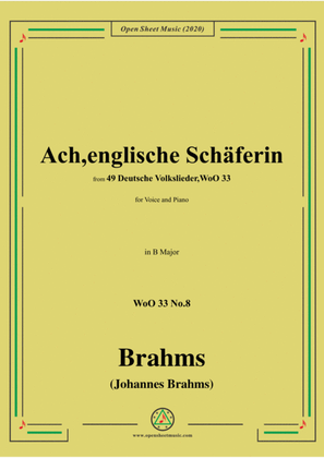 Book cover for Brahms-Ach,englische Schäferin,WoO 33 No.8,in B Major,for Voice&Piano
