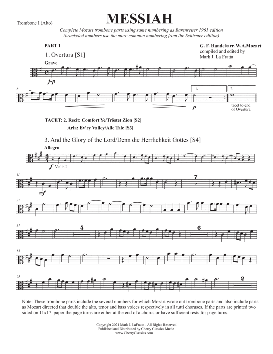 Messiah Trombone parts as arranged by Mozart image number null