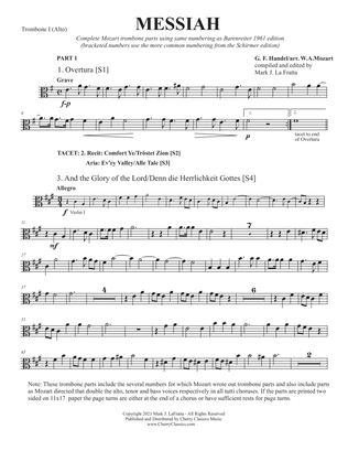 Messiah Trombone parts as arranged by Mozart