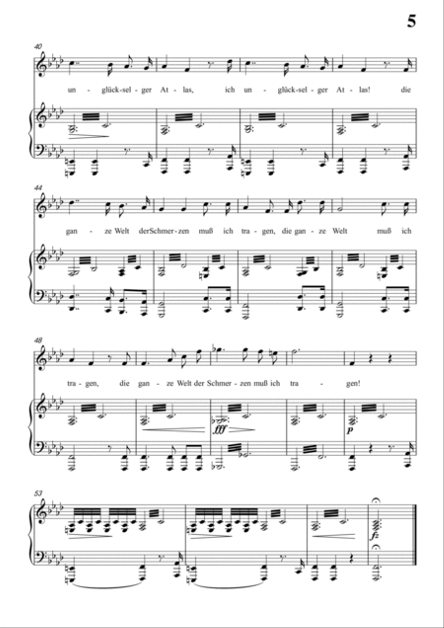 Schubert-Der Atlas in f minor,for Vocal and Piano Voice scores gallery preview page 6
