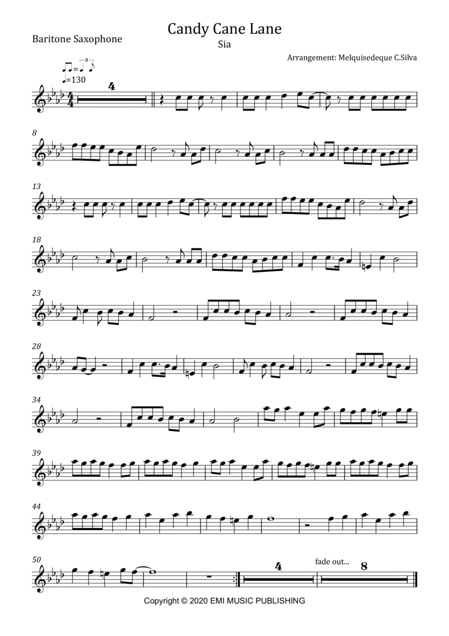 Candy Cane Lane Baritone Saxophone scores gallery preview page 1