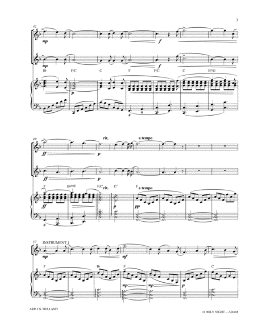 O Holy Night (Cantique de Noel) Adolphe Adam Duet for Treble Instruments in C Small Ensemble scores gallery preview page 5