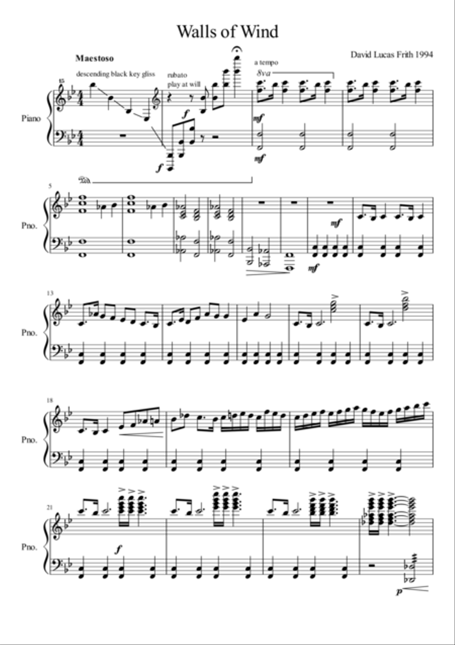 Walls of Wind Piano Solo scores gallery preview page 1