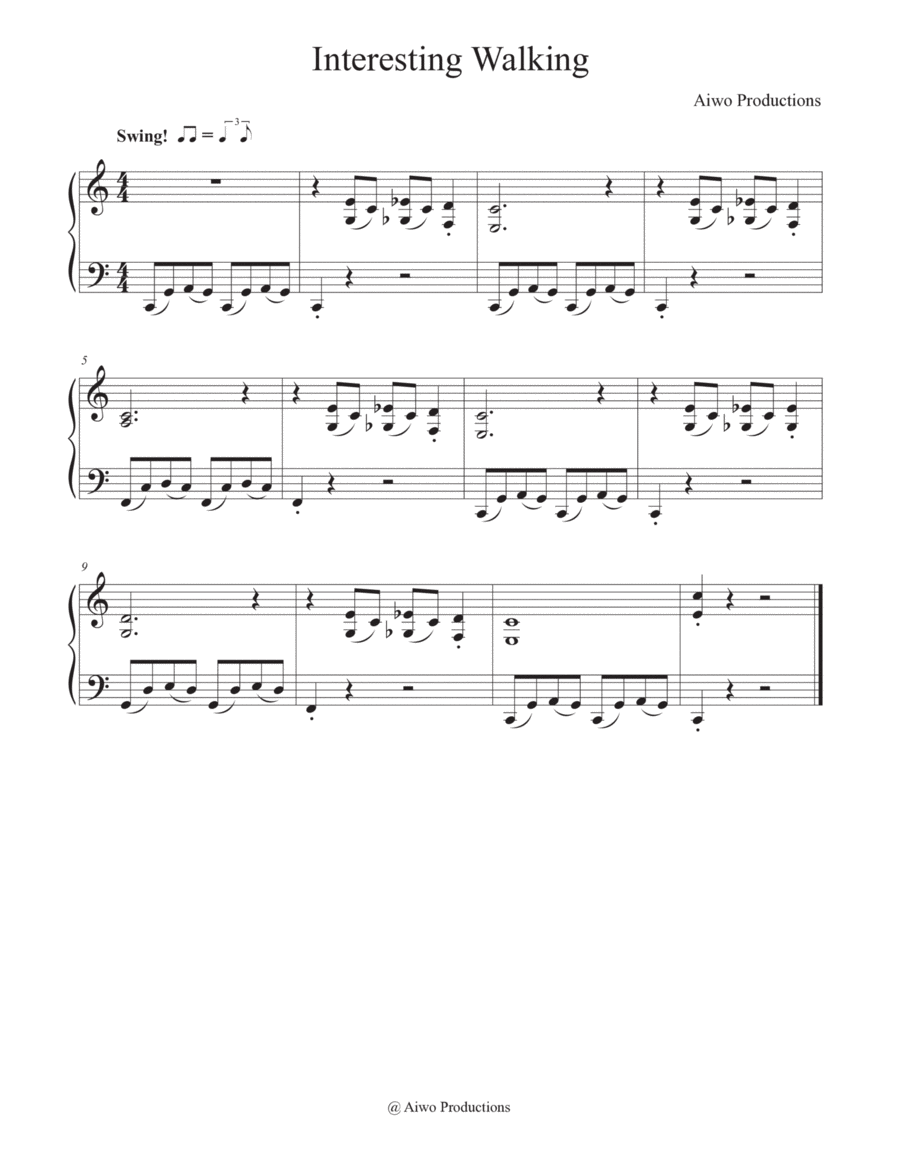 Interesting Walking Interesting Walking Easy Piano scores gallery preview page 1