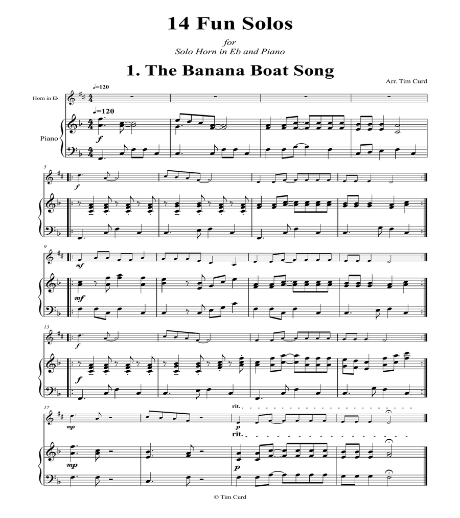 14 Fun Solos for Horn in Eb and Piano