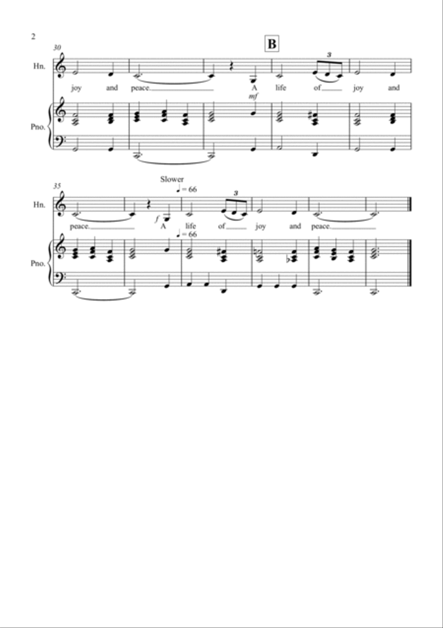 Amazing Grace for French Horn and Piano Brass Duet scores gallery preview page 2