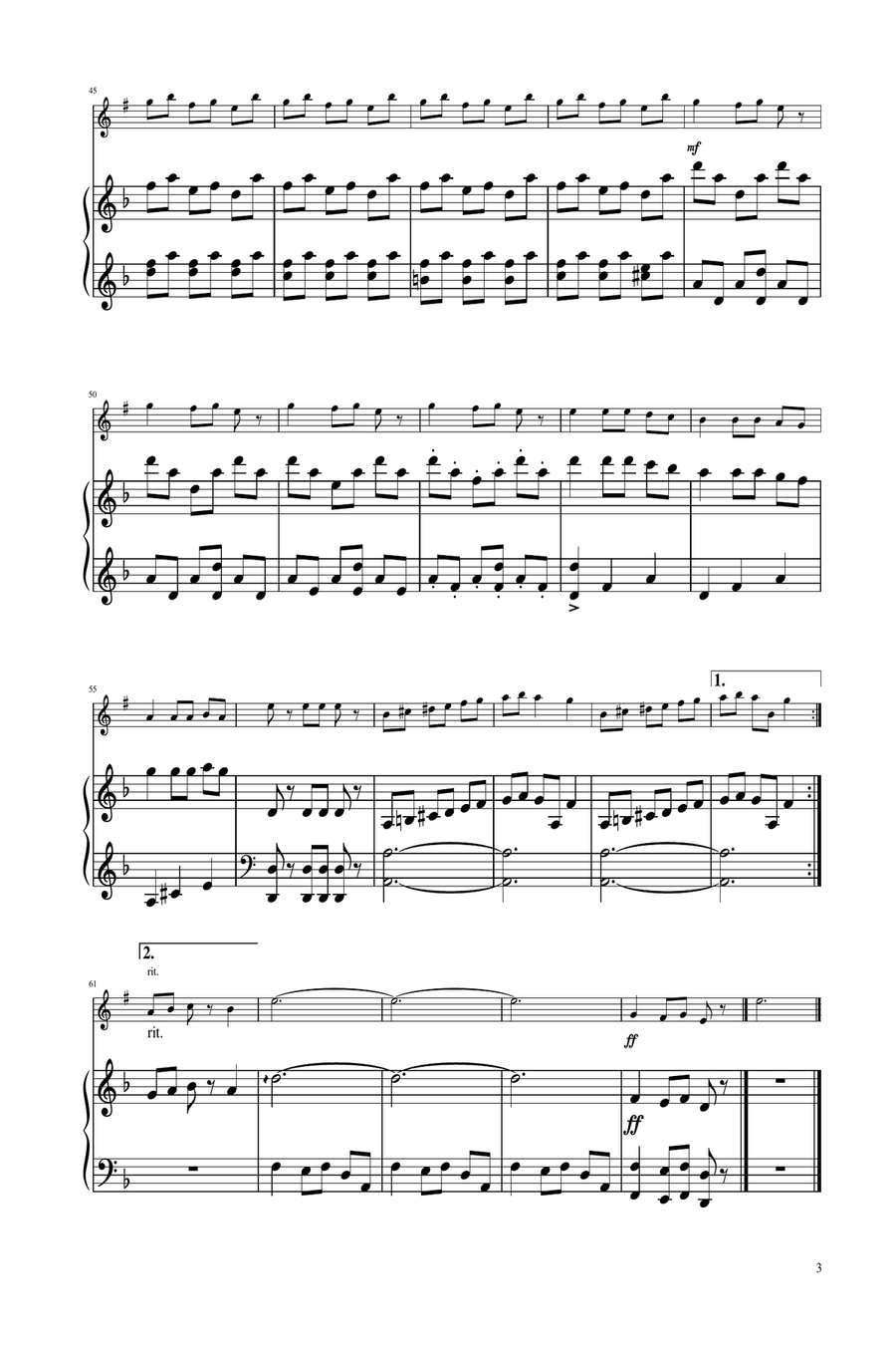 Carol of The Bells - Trumpet Solo w/ Piano B-Flat Trumpet scores gallery preview page 3