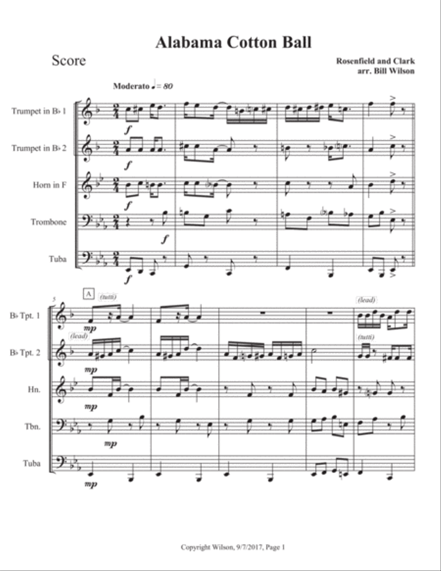 Alabama Cotton Ball Brass Quintet scores gallery preview page 2