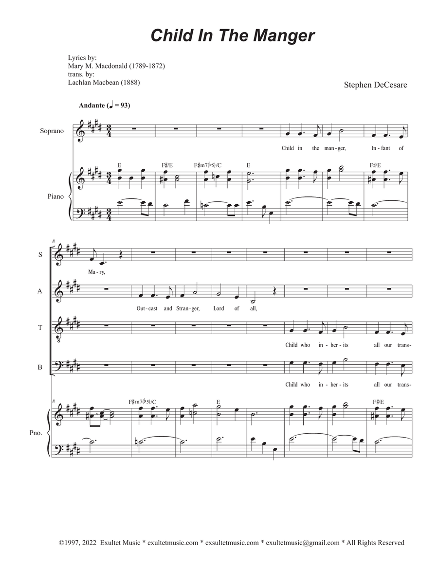 Child In The Manger (SATB) 4-Part scores gallery preview page 1