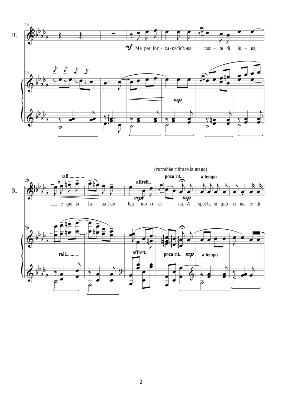 Puccini - La Bohème (Act1) Che gelida manina - Tenor and piano Voice Solo scores gallery preview page 2