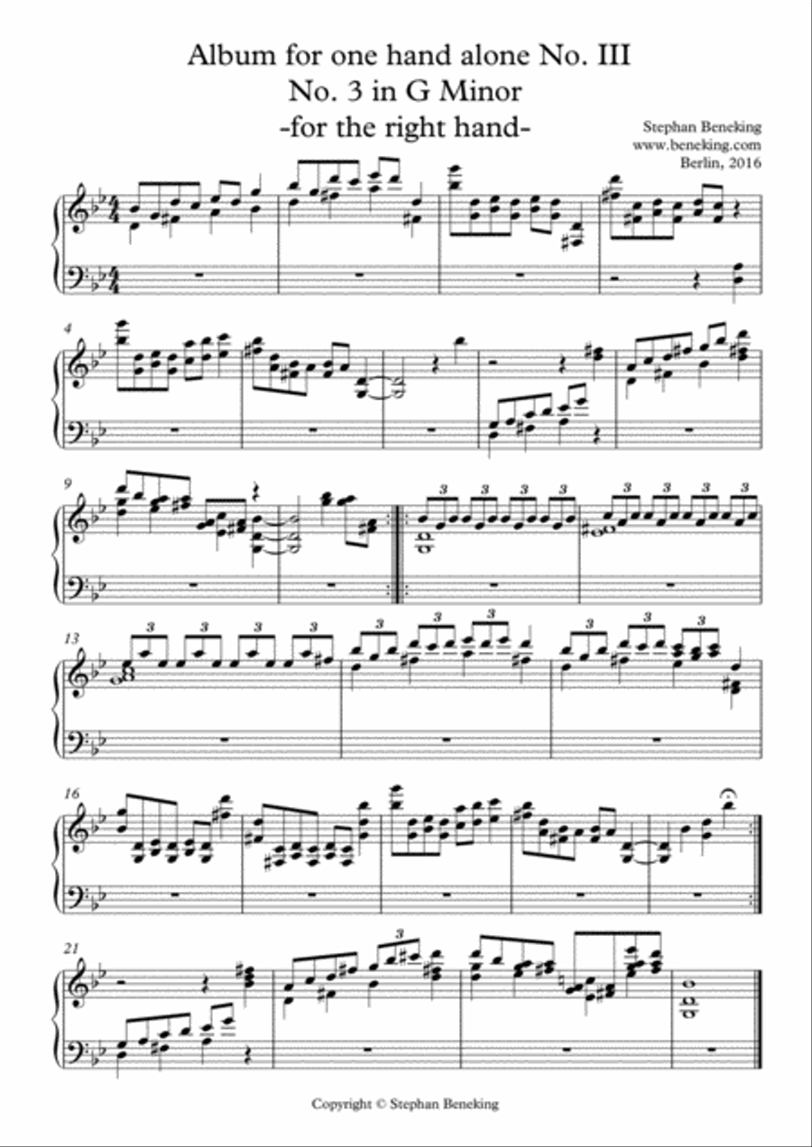 Album for One Hand Alone No. 3 Easy Piano scores gallery preview page 6