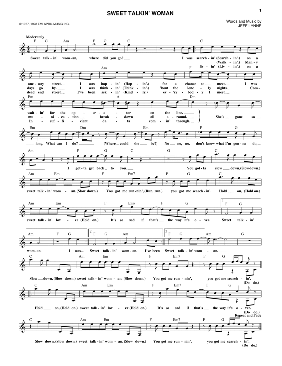 Sweet Talkin' Woman Electric Guitar scores gallery preview page 1