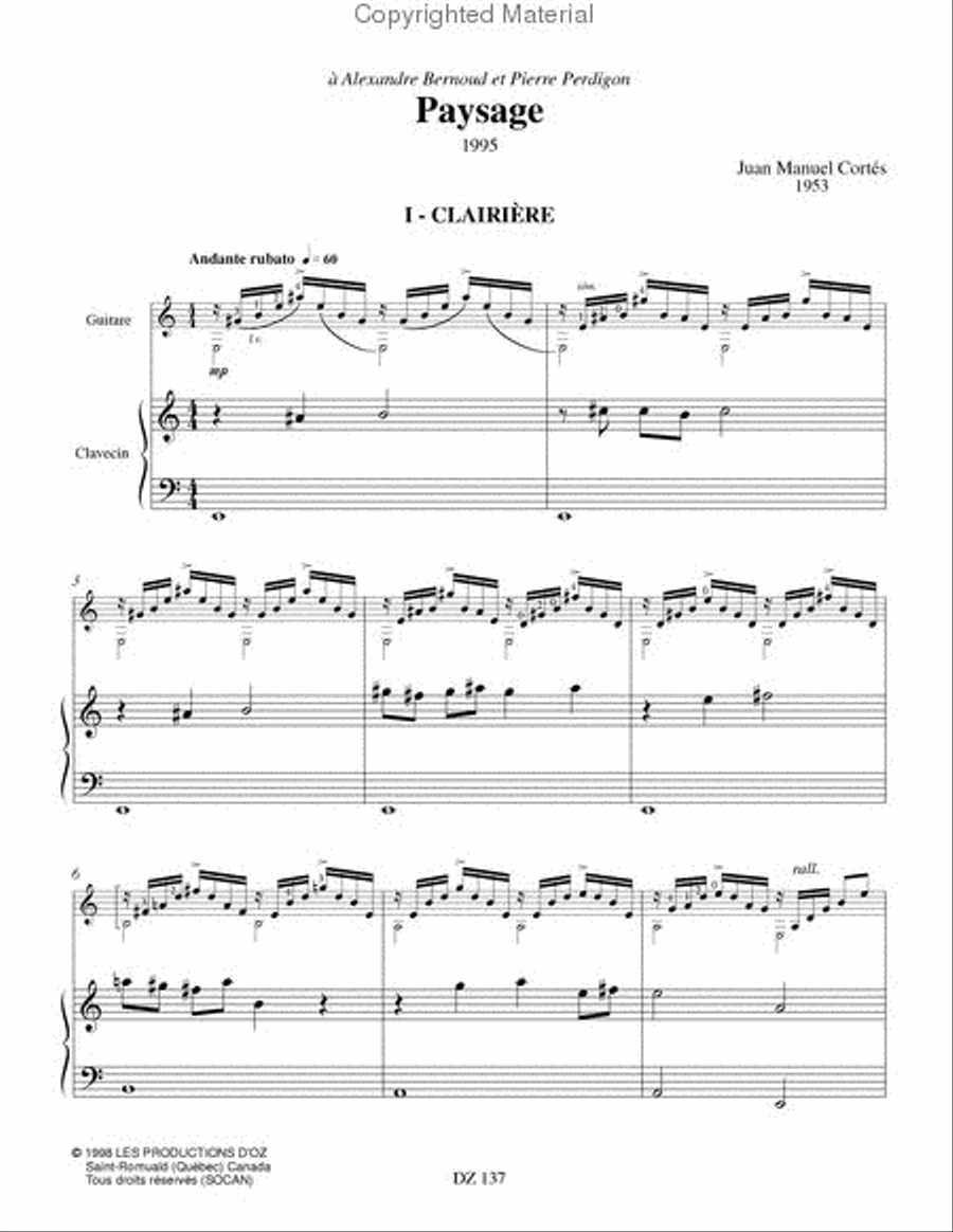 Paysage Classical Guitar scores gallery preview page 2