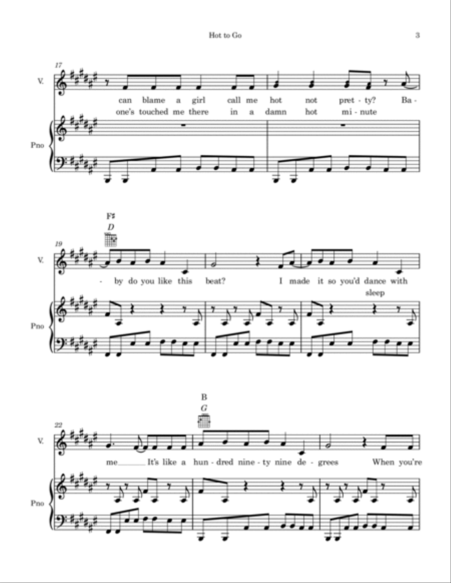 Hot To Go Piano, Vocal, Guitar scores gallery preview page 3