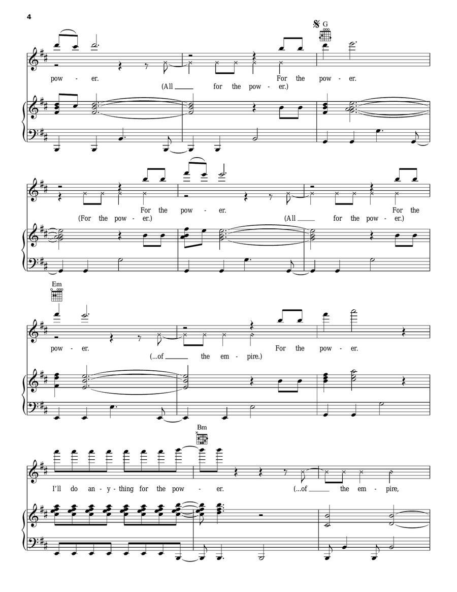 Power Of The Empire Power Of The Empire Piano, Vocal, Guitar scores gallery preview page 4