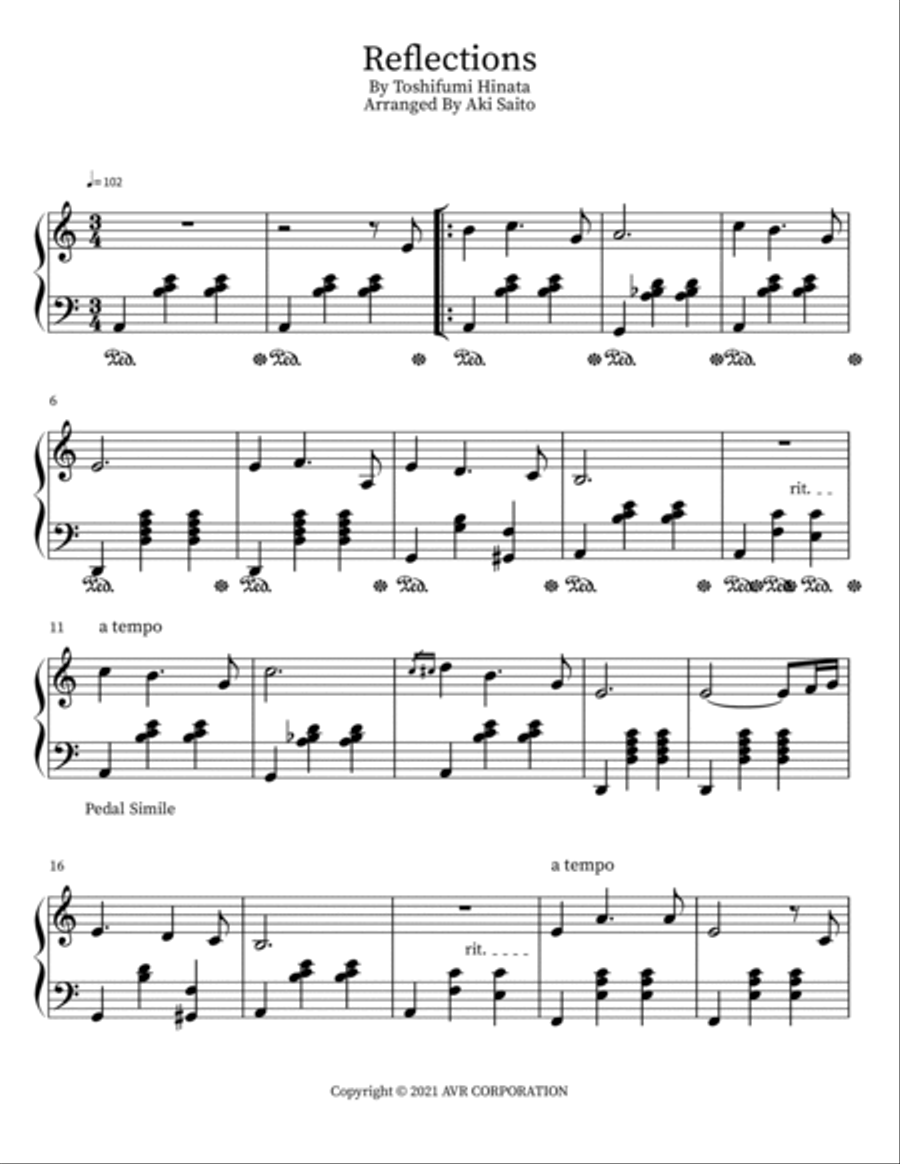 Reflections Toshifumi Hinata Piano Solo scores gallery preview page 2