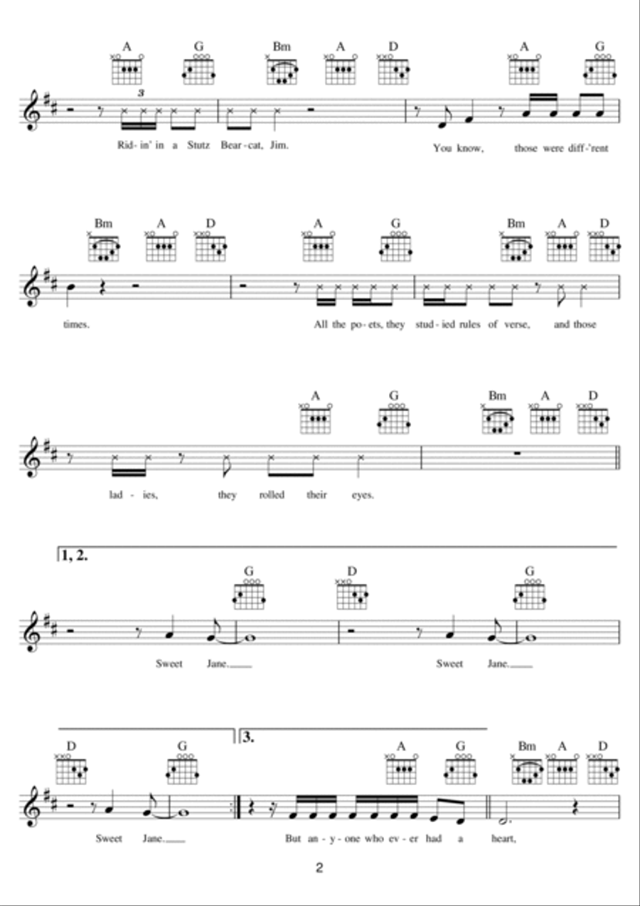 Sweet Jane Piano scores gallery preview page 2